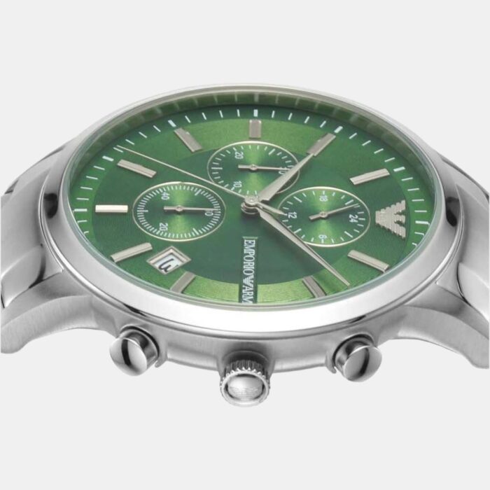 Emporio Armani Renato Chronograph Green Dial Silver Steel Strap Watch For Men - AR11507 - Image 8